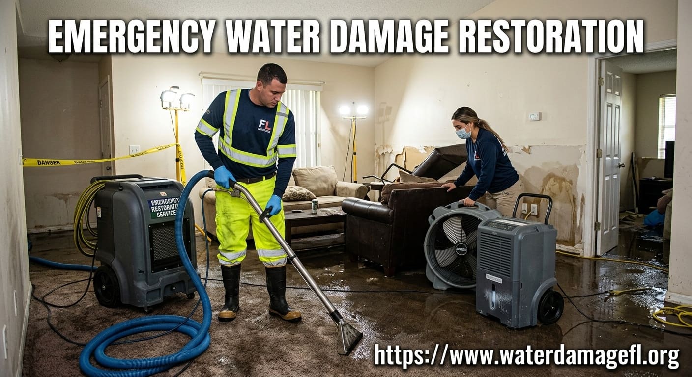 Emergency water damage technicians extracting water from a Florida home